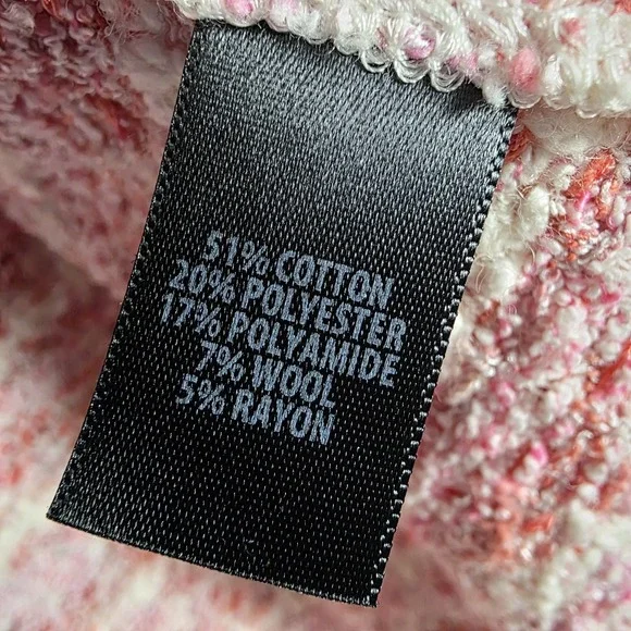 St John Jacket M Pink Tweed Knit Cardigan Duster Long Blazer Wool Blend Sweater - Picture 11 of 13